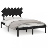 Cumpara ieftin Cadru de pat dublu, negru, 135x190 cm, lemn masiv