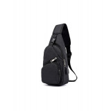 Geanta crossbody, umar sau piept cu port de incarcare USB-Culoare Negru