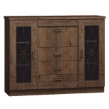 Cumpara ieftin Comoda, 2 usi, 4 sertare, din pal maro stejar lefkas, Tedy, 140x44x110 cm
