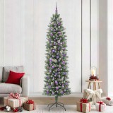 VidaXL Copac Artificial Slăb de Crăciun cu 300 LED Verde și alb 240 cm 3395323