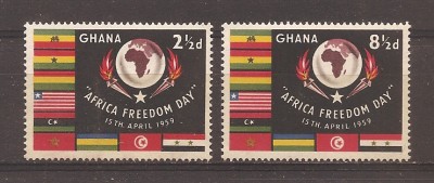 Ghana 1959-1961 - Ziua Libertății Africii, 2 serii - a II-a este supratipar, MNH foto