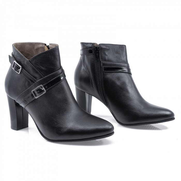 Ghete Dama, Miu-313, Elegant, Piele Naturala, negru