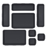 Organizator sertar bucatarie modular, 8 piese, negru, pentru tacamuri si accesorii