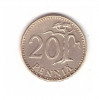 Moneda Finlanda 20 pennia 1976, stare foarte buna, curata, Europa, Bronz-Aluminiu