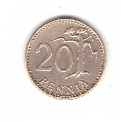 Moneda Finlanda 20 pennia 1976, stare foarte buna, curata foto