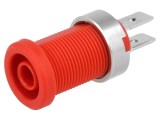 Conector banană 4mm soclu 25A 1kV roşu nichelat izolat