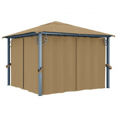 vidaXL Pavilion cu perdele, gri taupe, 300 x 300 cm, aluminiu