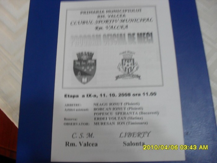 program CSM Rm. valcea - Liberty Salonta