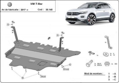 Scut motor metalic VW T-Roc Cutie Manuala 2017-prezent foto