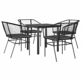 Cumpara ieftin Set de sufragerie de gradina 5 piese neagra Sticla Poly Rattan