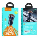 Cumpara ieftin Incarcator Auto Hoco USB-A + Type-C, PD QC3.0, 3A, 20W, Z46A, Albastru Safir