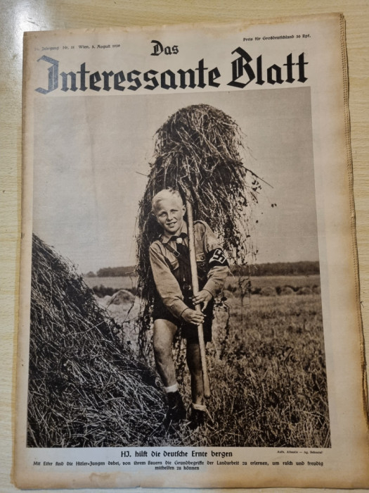 revista nazista austria 3 august 1939-foto adolf hitler,mussolini