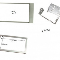 Cadru radio 2DIN cu console metalice + rama (173×98 mm) Ford 2005- argintiu