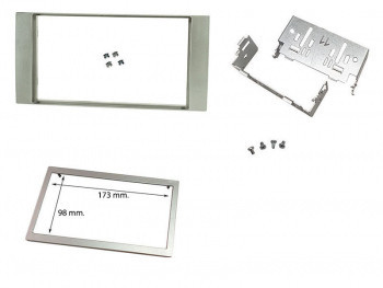 Cadru radio 2DIN cu console metalice + rama (173&times;98 mm) Ford 2005- argintiu