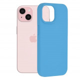 Cumpara ieftin Husa iPhone 15 Silicon Albastru Slim Mat cu Microfibra SoftEdge