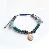 Bratara chakra Vishuddha (chakra gatului) cu acvamarin, sodalit, lapis lazuli si lava vulcanica - Comunicare si exprimare