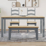 VidaXL Masă de sufragerie &bdquo;Panama&rdquo;, gri, 160x80x75 cm, lemn masiv pin