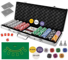 Set Joc de Poker cu 500 Jetoane si Valiza Aluminiu + Accesorii Complete foto