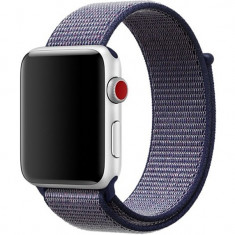 Curea iUni compatibila cu Apple Watch 1/2/3/4/5/6, 42mm, Nylon Sport, Woven Strap, Midnight Blue foto