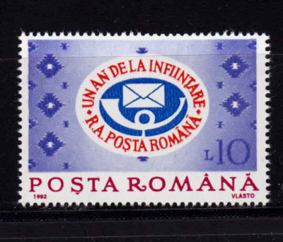 RO 1992 LP 1298 &amp;quot;Un an- RA Posta Romana&amp;quot;, serie , MNH foto