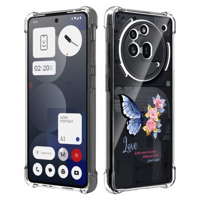 Husa antisoc pentru nothing phone (3a) pro - airbag tpu, col&amp;Egrave;uri ranforsate- butterfly albastru foto