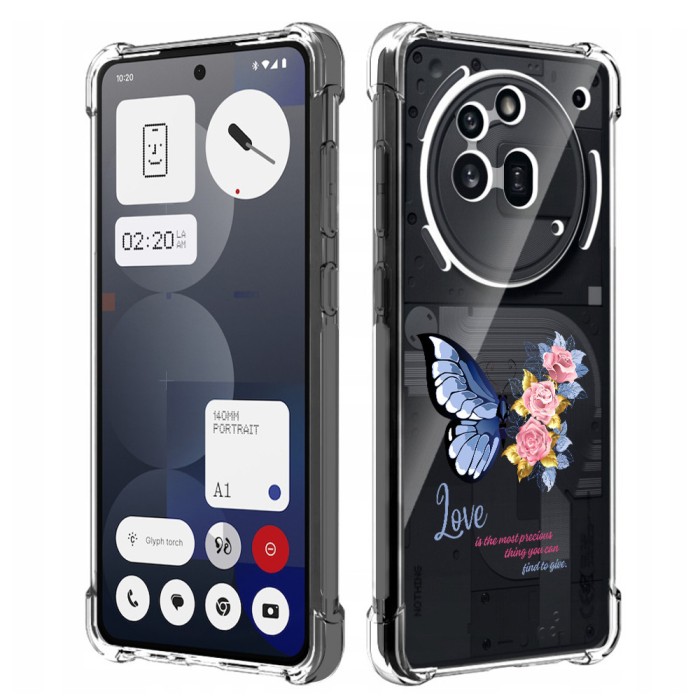 Husa antisoc pentru nothing phone (3a) pro - airbag tpu, col&Egrave;uri ranforsate- butterfly albastru