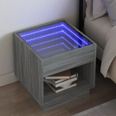 vidaXL Noptieră cu LED infinity, gri sonoma, 50x50x50 cm 3284089