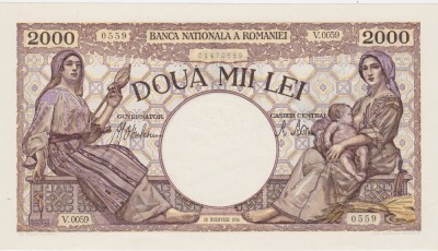 ROMANIA 2000 lei 1941 UNC foto