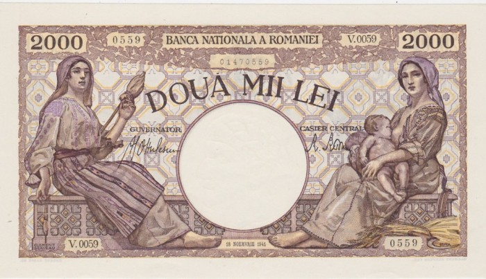 ROMANIA 2000 lei 1941 UNC
