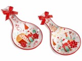 Cumpara ieftin Set 2 suporturi linguri Craciun ceramica multicolora 12x24 cm