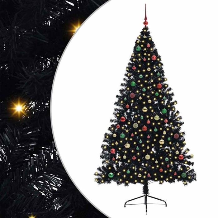 vidaXL Pom de Crăciun artificial pre-iluminat Negru 210 cm PVC 3397162