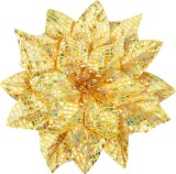 Floare decorativa Craciun tip poinsettia aurie MagicHome, 12 cm