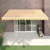 VidaXL Copertină retractabilă galben și alb, 4x3 m, textil și aluminiu