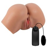 Masturbator Realist Vagin&amp;Anus cu Vibratii Crazy Bull Hailey, Soft Skin, Maro, 1.44 kg