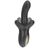 Vibrator dublu IBIZA Biting and Thrusting Vibrator, 10 funcții de mușcături, 10 funcții de penetrare automată, negru