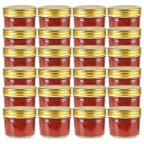VidaXL Borcane din sticlă pentru gem cu capac auriu 24 buc. 110 ml