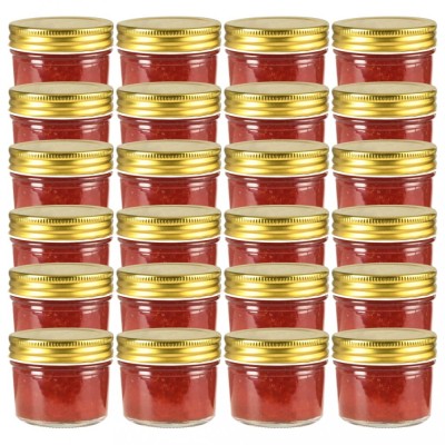 Borcane din sticlă pentru gem cu capac auriu 24 buc. 110 ml foto