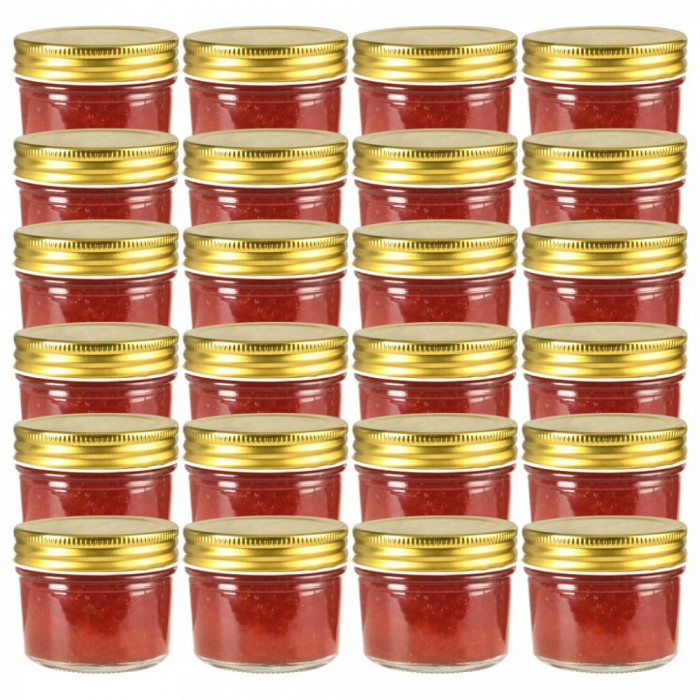 Borcane din sticlă pentru gem cu capac auriu 24 buc. 110 ml