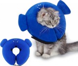 Guler de recuperare pentru caini si pisici Petotw, gonflabil, PVC/plus, albastru, S