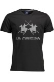 Cumpara ieftin La Martina Tricou barbati, cu imprimeu pe centru, Regular Fit, Negru, M
