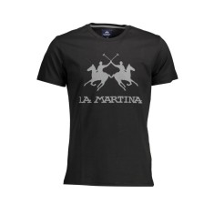 La Martina Tricou barbati, cu imprimeu pe centru, Regular Fit, Negru, M