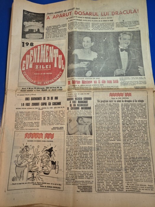 ziarul evenimentul zilei 18 februarie 1993 - doina cornea , madona , adran nastase