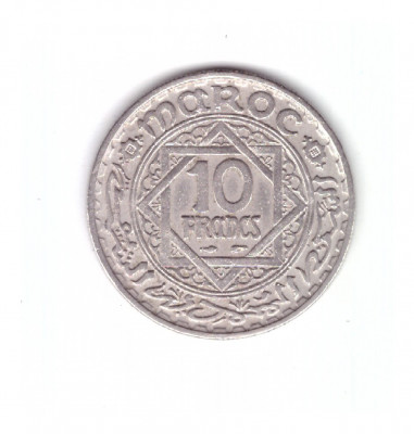 Moneda Maroc 10 francs/franci 1947, stare buna, curata foto