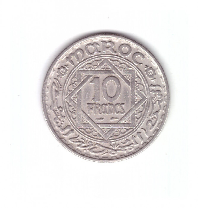 Moneda Maroc 10 francs/franci 1947, stare buna, curata