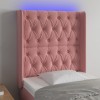 VidaXL Tăblie de pat cu LED, roz, 83x16x118/128 cm, catifea 3124419
