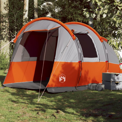 vidaXL Cort de camping tunel 4 persoane, gri/portocaliu, impermeabil foto