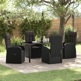 VidaXL Scaune de Grădină Reclinabile 5 pcs Negru 160 x 80 x 73 cm