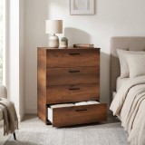 Cumpara ieftin Comoda Adore Trendline, 4 sertare, Alb - Nuc, 73x96x44 cm