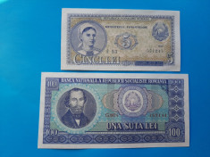 5 Lei 1952- AUNC+ 100 Lei 1966-Romania-OFERTA! foto