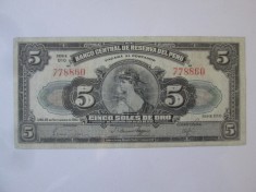 Rară! Peru 5 Soles de Oro 1941 seria:778860 foto